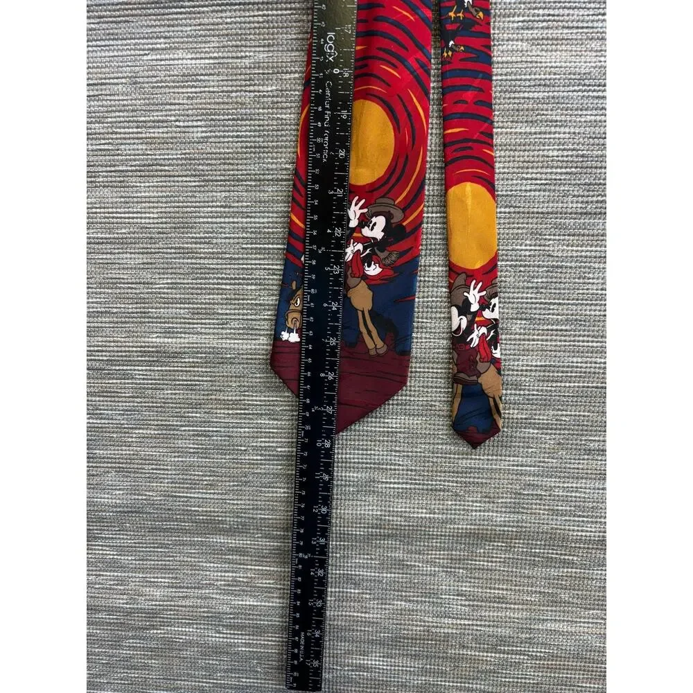 Vintage Mickey Unlimited Tie Mens Multicolor Western Mickey Minnie Pluto Necktie